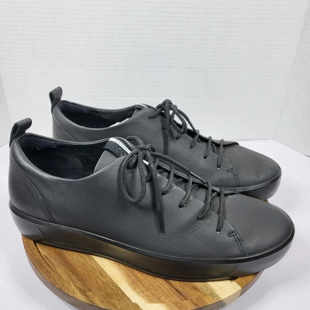 ECCO Soft 8 Mens Black Leather Sneakers Danish Design 440504-11001 Size 44 US 10